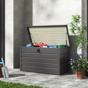 4 x 2 ft Grey Waterproof Metal Outdoor Garden Storage Box Patio Box Lockable 350 L