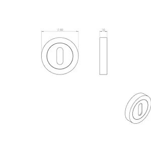 50mm Lock Profile Round Escutcheon 10mm Depth Concealed Fix Satin Nickel