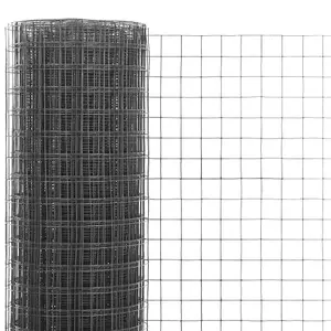 Berkfield Chicken Wire Fence Steel with PVC Coating 10x1 m Grey