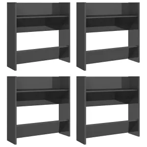 Berkfield Wall Shoe Cabinets 4 pcs High Gloss Grey 60x18x60 cm Engineered Wood