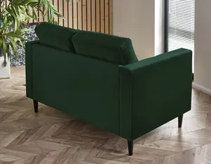 Furniturebox Jenna 2 Seater Emerald Green Velvet Sofa With Solid Wood Frame