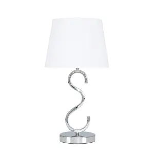 ValueLights Cabonna Modern Sleek Design Polished Chrome Touch Table Lamp with White Light Shade