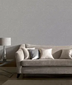 Arthouse Linen Texture Mid Grey Wallpaper