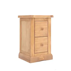 Lucca 2 Drawer Petite Bedside Table Wood Knob