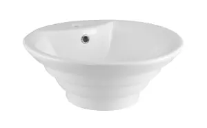 Round Tiered 1 Tap Hole Ceramic Countertop Vessel with Overflow - 460mm