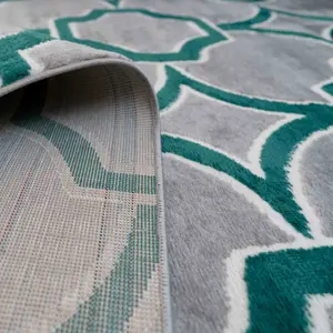 Emerald Green Grey Super Soft Geometric Area Rug 190x280cm