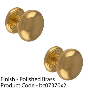 2 PACK 100mm Large Centre Door Knob Polished Brass Outdoor Front Door Handle