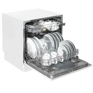 Baridi Compact Tabletop Dishwasher 8 Place Settings, 6 Programmes - White