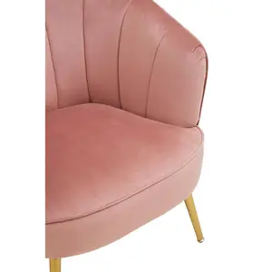 Interiors by Premier Durable Yolanda Pink Velvet Chair, Exquisite & Cozy Desk Chair Pink Velvet, Easy to Clean Pink Velvet Chair