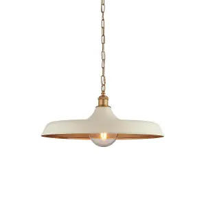 Luminosa Afragola Dome Pendant Ceiling Light Matt Warm White, Satin Gold Paint