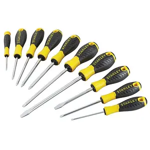 Stanley Essential 10 Screwdriver Set PH Phillips PZ Pozi Flat STA060211 0-60-211