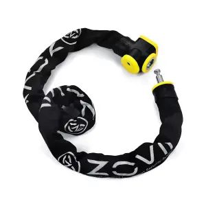 ZOVII Carbide Reinforced Stainless Steel Chain Lock for bike 120dB Security Alarm 10mm diameter 1500mm length ZCL10-150