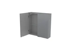 GoodHome Imandra Gloss Grey Double Bathroom Wall cabinet (H)60cm (W)60cm