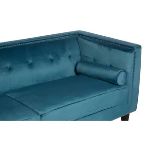 Interiors By Premier Velvet Uphoplstered 3 Seat Blue Velvet Sofa, Durable Three Seater Sofa, Versatile Button Tufted Sofa