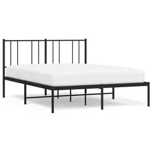 Berkfield Metal Bed Frame with Headboard Black 120x190 cm 4FT Small Double