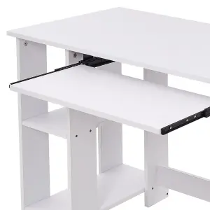 Freestanding Computer Desk with Monitor Stand and Keyboard Tray, White