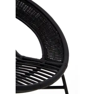 Interiors by Premier Black Natural Rattan And Black Iron Arm Chair, Comfortable Outdoor Chair, Durable Black Natural Dining Chair