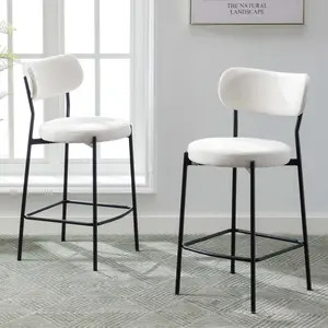 Mateiu 66cm Boucle Fabric Bar Stool (Set of 2) Cream