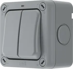 BG 20A Grey 2 gang Outdoor Weatherproof switch with LED indicator