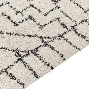 Cotton Area Rug 140 x 200 cm Beige and Black ZEYNE