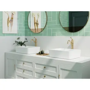 Ally 475mm x 375mm Ceramic Rectangular Countertop Basin Bathroom Sink White