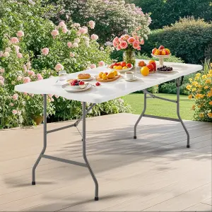 6ft Folding Table with Handle, Portable Plastic Folding Table