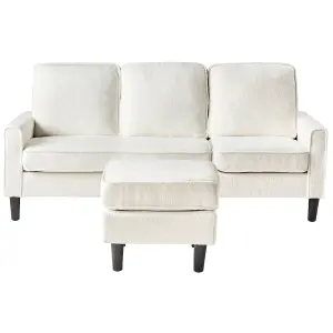 3 Seater Sofa with Ottoman Boucle White AVESTA