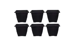 6 x 22cm Square Venetian Pot Decorative Plastic  Garden Flower Planter Black