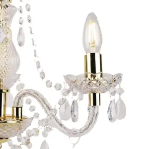 First Choice Lighting Set of 2 Clear and Gold Marie Therese Style 3 x 40W Chandelier