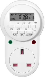 HBN Weekly Programmable Electronic Digital Mains Plug-In Timer Socket With LCD Display 24 Hours / 7 Day With 9 On-Off Programs, (13A/3120W,1 Pack)