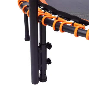 48in Bungee Cords Foldable Round Trampoline with Adjustable U-Handle Bar in Orange for Indoor Outdoor