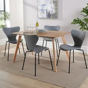 Home Source Rayna Table and 4 Grey Penny Chairs