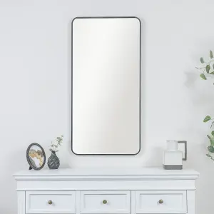 Melody Maison Black Curved Framed Wall Mirror 100cm x 50cm