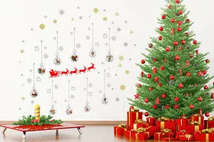 Christmas Santa's Sleigh Surprise Wall Stickers Decal Room Home Decorations