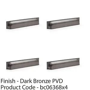 4 PACK - Backplate Cup Handle - Dark Bronze 203mm Centres Solid Brass Shaker Drawer Pull