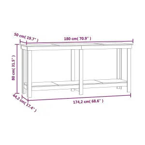 Berkfield Work Bench Black 180x50x80 cm Solid Wood Pine