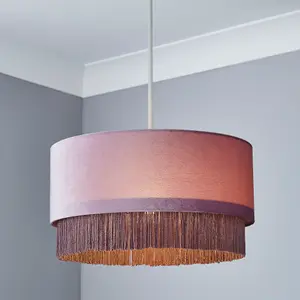 Litecraft Tess Fringed Lilac Lamp Shade