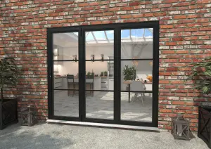 Green & Taylor Heritage Black Aluminium External Bi-folding Doors - 3 Right - 2390 x 2090mm (WxH)