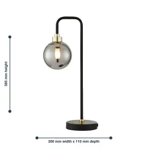 First Choice Lighting Set of 2 Matt Black and Smoked Glass Table Lights