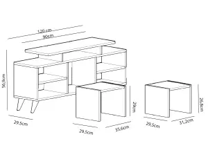 Kutay TV Stand for TVs up to 55" with 2 Side Tables