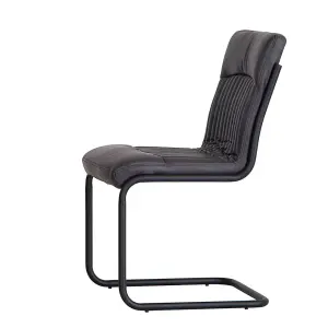 Hommoo Industrial Style Pu Leather Padded Seat Dining Chair Dark Grey (Set Of - 2)