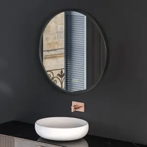 kleankin Round Bathroom Mirror, Modern Wall Mirror Aluminium Frame, 40x40 cm