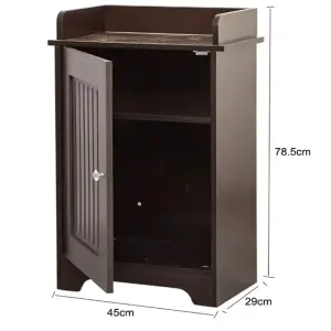 Bathroom Storage Floor Cabinet Wooden Brown Door Cupboard Shelves Organiser Unit