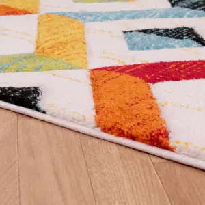 Multicolored Easy to Clean Modern Geometrical Rug for Living Room, Bedroom, Dining Room - 80cm X 150cm