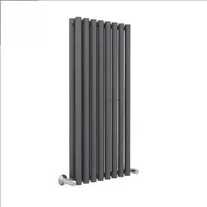 Right Radiators 1200x545 mm Double Vertical Round Column Style Designer Radiator Heated Rads Anthracite