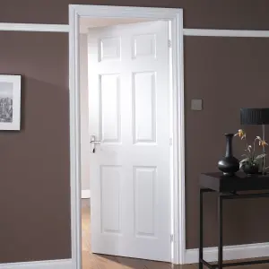 Painted 6 panel Unglazed Contemporary White Internal Door, (H)2032mm (W)813mm (T)35mm