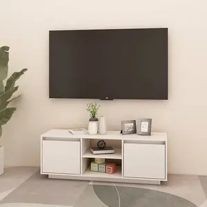 Berkfield TV Cabinet White 110x30x40 cm Solid Pinewood