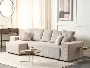 Corner Sofa LUSPA Taupe Corduroy Right Hand