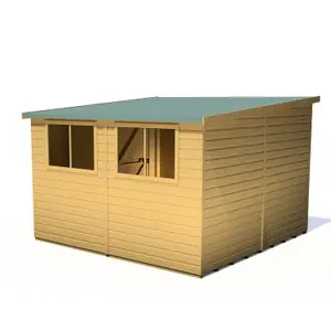 Shire Norfolk Workshop Pent Shed 10x10 Double Door 19mm Loglap Style A