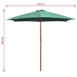 Berkfield Parasol 270x270 cm Wooden Pole Green